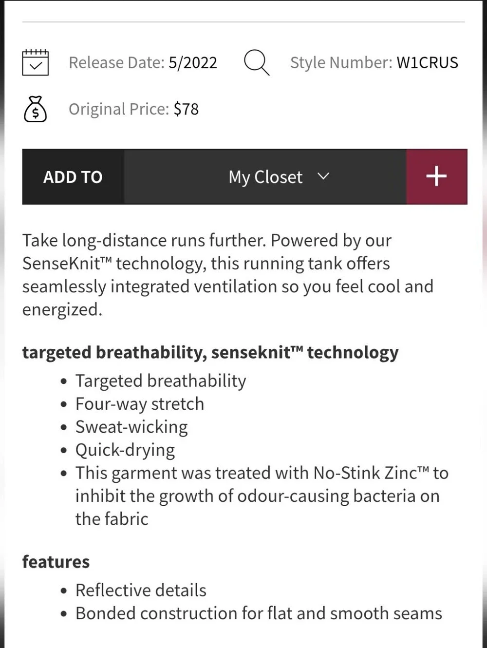 Lululemon Swiftly Tech Racerback 2.0 Race Length Tank Purple XS